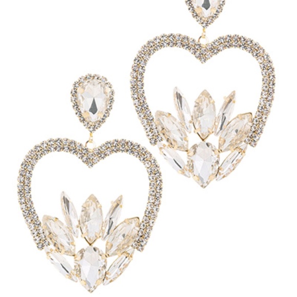 Heart w/Teardrop Glass Earrings - Picture 1 of 2